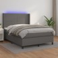 vidaXL Cama box spring colchón y LED cuero sintético gris 140x190 cm vidaXL Cama box spring colchón y LED cuero sintético gris 140x190 cm