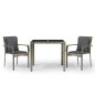 vidaXL Set comedor de jardín 3 piezas con cojines ratán sintético gris vidaXL Set comedor de jardín 3 piezas con cojines ratán sintético gris
