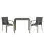 vidaXL Set comedor de jardín 3 piezas con cojines ratán sintético gris vidaXL Set comedor de jardín 3 piezas con cojines ratán sintético gris