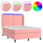 vidaXL Cama box spring colchón y LED terciopelo rosa 140x190 cm vidaXL Cama box spring colchón y LED terciopelo rosa 140x190 cm