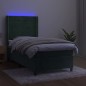 vidaXL Cama box spring colchón y LED terciopelo verde oscuro 90x200 cm vidaXL Cama box spring colchón y LED terciopelo verde oscuro 90x200 cm