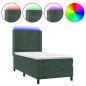 vidaXL Cama box spring colchón y LED terciopelo verde oscuro 90x190 cm vidaXL Cama box spring colchón y LED terciopelo verde oscuro 90x190 cm