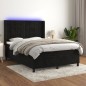 vidaXL Cama box spring colchón y LED terciopelo negro 140x200 cm vidaXL Cama box spring colchón y LED terciopelo negro 140x200 cm
