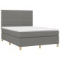 vidaXL Cama box spring colchón y luces LED tela gris oscuro 140x190 cm vidaXL Cama box spring colchón y luces LED tela gris oscuro 140x190 cm