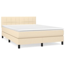 vidaXL Cama box spring con colchón tela color crema 140x190 cm