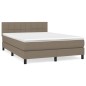 vidaXL Cama box spring con colchón tela gris taupe 140x200 cm
