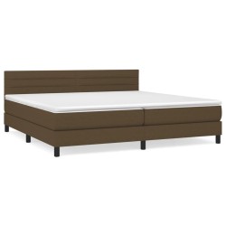 vidaXL Cama box spring con colchón tela marrón oscuro 200x200 cm