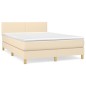 vidaXL Cama box spring con colchón tela color crema 140x190 cm vidaXL Cama box spring con colchón tela color crema 140x190 cm