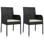 vidaXL Set comedor de jardín 3 pzas con cojines ratán sintético negro vidaXL Set comedor de jardín 3 pzas con cojines ratán sintético negro