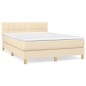 vidaXL Cama box spring con colchón tela color crema 140x200 cm vidaXL Cama box spring con colchón tela color crema 140x200 cm