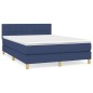 vidaXL Cama box spring con colchón tela azul 140x190 cm vidaXL Cama box spring con colchón tela azul 140x190 cm
