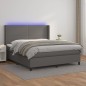 vidaXL Cama box spring colchón y LED cuero sintético gris 160x200 cm vidaXL Cama box spring colchón y LED cuero sintético gris 160x200 cm