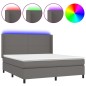 vidaXL Cama box spring colchón y LED cuero sintético gris 160x200 cm vidaXL Cama box spring colchón y LED cuero sintético gris 160x200 cm