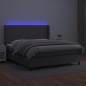 vidaXL Cama box spring colchón y LED cuero sintético gris 160x200 cm vidaXL Cama box spring colchón y LED cuero sintético gris 160x200 cm