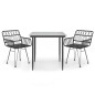vidaXL Juego de comedor de jardín 3 piezas ratán sintético negro vidaXL Juego de comedor de jardín 3 piezas ratán sintético negro