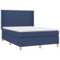 vidaXL Cama box spring colchón y luces LED tela azul 140x190 cm