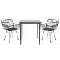 vidaXL Juego de comedor de jardín 3 piezas ratán sintético negro vidaXL Juego de comedor de jardín 3 piezas ratán sintético negro