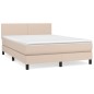 vidaXL Cama box spring con colchón cuero sintético capuchino 140x200cm
