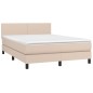 vidaXL Cama box spring con colchón cuero sintético capuchino 140x200cm