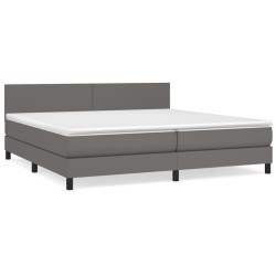 vidaXL Cama box spring con colchón cuero sintético gris 200x200 cm