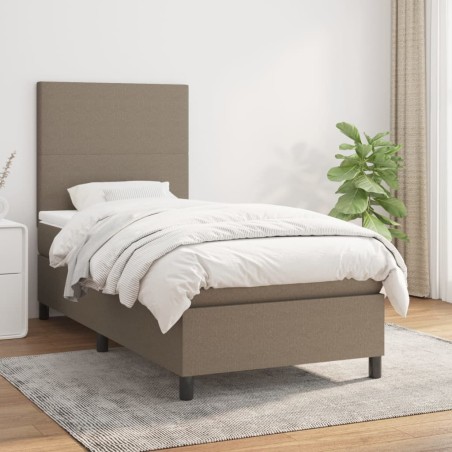 vidaXL Cama box spring con colchón tela gris taupe 90x190 cm