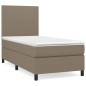 vidaXL Cama box spring con colchón tela gris taupe 90x190 cm vidaXL Cama box spring con colchón tela gris taupe 90x190 cm