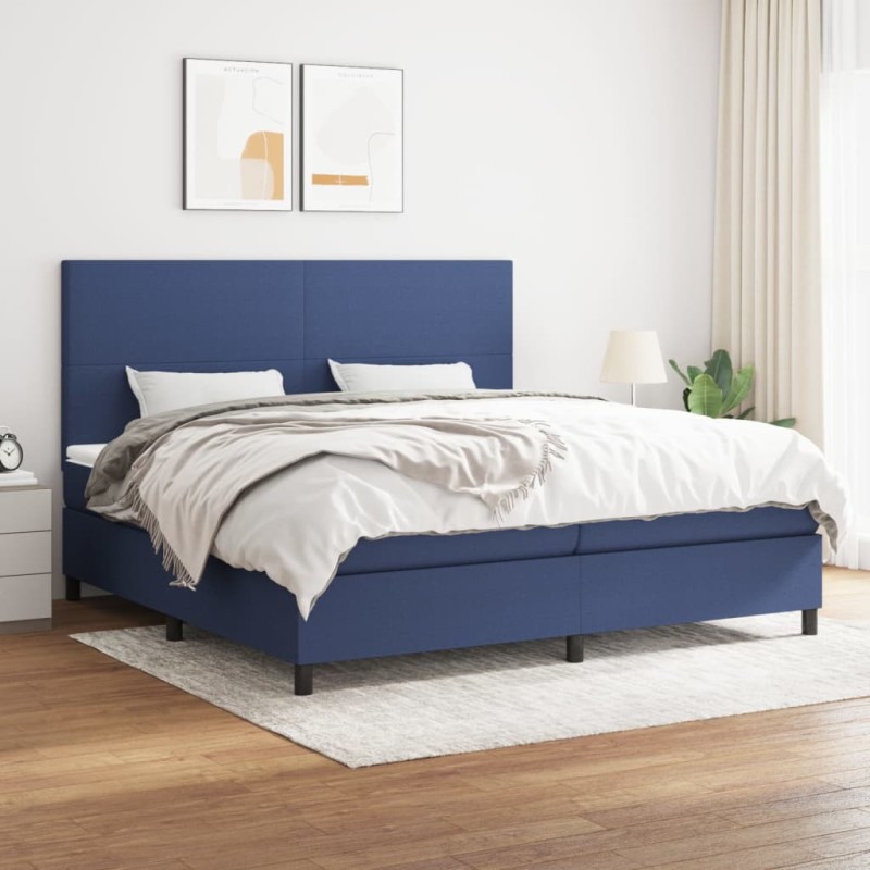 vidaXL Cama box spring con colchón tela azul 200x200 cm vidaXL Cama box spring con colchón tela azul 200x200 cm