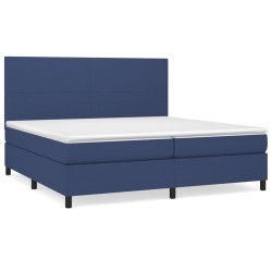 vidaXL Cama box spring con colchón tela azul 200x200 cm