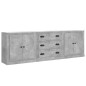 vidaXL Aparadores 3 piezas madera contrachapada gris hormigón vidaXL Aparadores 3 piezas madera contrachapada gris hormigón