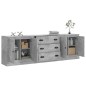 vidaXL Aparadores 3 piezas madera contrachapada gris hormigón vidaXL Aparadores 3 piezas madera contrachapada gris hormigón