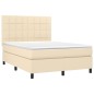 vidaXL Cama box spring con colchón tela color crema 140x200 cm vidaXL Cama box spring con colchón tela color crema 140x200 cm