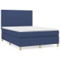 vidaXL Cama box spring con colchón tela azul 140x190 cm vidaXL Cama box spring con colchón tela azul 140x190 cm