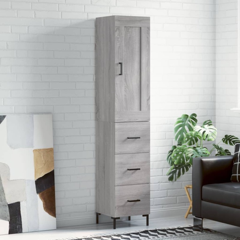 vidaXL Aparador alto madera contrachapada gris Sonoma 34,5x34x180 cm