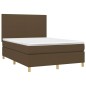vidaXL Cama box spring con colchón tela marrón oscuro 140x200 cm vidaXL Cama box spring con colchón tela marrón oscuro 140x200 cm