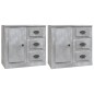 vidaXL Aparadores 2 uds madera contrachapada gris hormigón