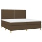 vidaXL Cama box spring con colchón tela marrón oscuro 200x200 cm vidaXL Cama box spring con colchón tela marrón oscuro 200x200 cm