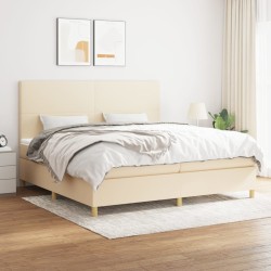 vidaXL Cama box spring con colchón tela color crema 200x200 cm
