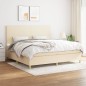 vidaXL Cama box spring con colchón tela color crema 200x200 cm