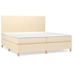 vidaXL Cama box spring con colchón tela color crema 200x200 cm