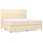 vidaXL Cama box spring con colchón tela color crema 200x200 cm