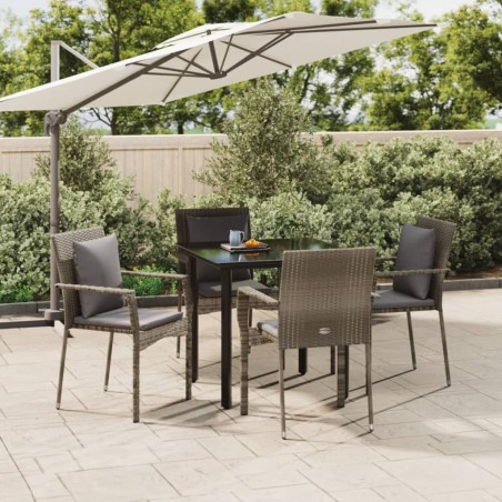 vidaXL Set comedor jardín 5 pzas y cojines ratán sintético negro gris