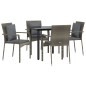 vidaXL Set comedor jardín 5 pzas y cojines ratán sintético negro gris vidaXL Set comedor jardín 5 pzas y cojines ratán sintético negro gris