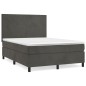 vidaXL Cama box spring con colchón terciopelo gris oscuro 140x190 cm vidaXL Cama box spring con colchón terciopelo gris oscuro 140x190 cm
