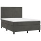 vidaXL Cama box spring con colchón terciopelo gris oscuro 140x190 cm vidaXL Cama box spring con colchón terciopelo gris oscuro 140x190 cm