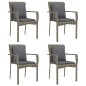 vidaXL Set comedor jardín 5 pzas y cojines ratán sintético negro gris vidaXL Set comedor jardín 5 pzas y cojines ratán sintético negro gris