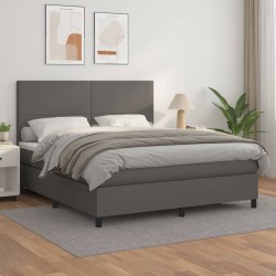 vidaXL Cama box spring con colchón cuero sintético gris 180x200 cm