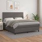 vidaXL Cama box spring con colchón cuero sintético gris 180x200 cm