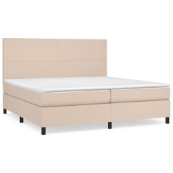 vidaXL Cama box spring con colchón cuero sintético capuchino 200x200cm