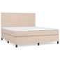vidaXL Cama box spring con colchón cuero sintético capuchino 160x200cm vidaXL Cama box spring con colchón cuero sintético capuchino 160x200cm