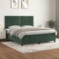 vidaXL Cama box spring con colchón terciopelo verde oscuro 180x200 cm